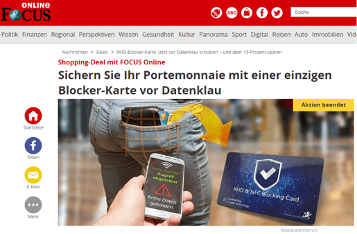 Z1 RFID NFC Schutz - Karte (DEKRA - geprüft) im Doppelpack (2 Karten) - BenBag GmbH