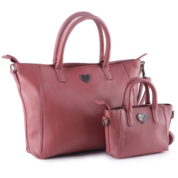 BenBag - Set 3: Mama - Tochter Shopper Taschen Pink (9 - teiliges Set, Premium - Leder) - BenBag GmbH