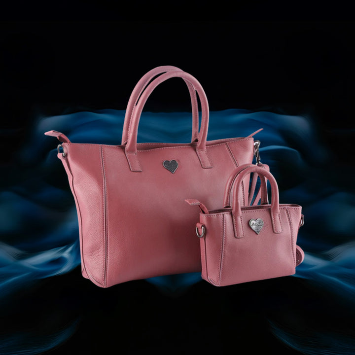 BenBag - Set 3: Mama - Tochter Shopper Taschen Pink (6 - teiliges Set, Premium - Leder) - BenBag