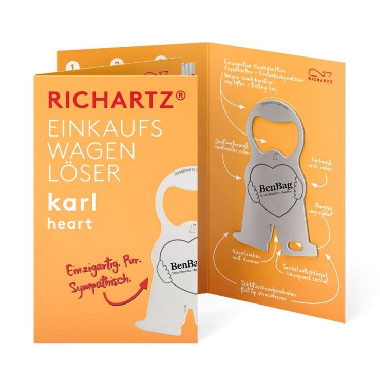 Z5 Einkaufswagenlöser Herz rostfreier Edelstahl - BenBag GmbH