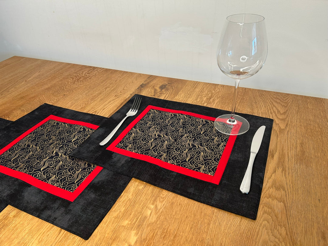 Platzset Schwarz - Rot (4 - teilig) - BenBag GmbH