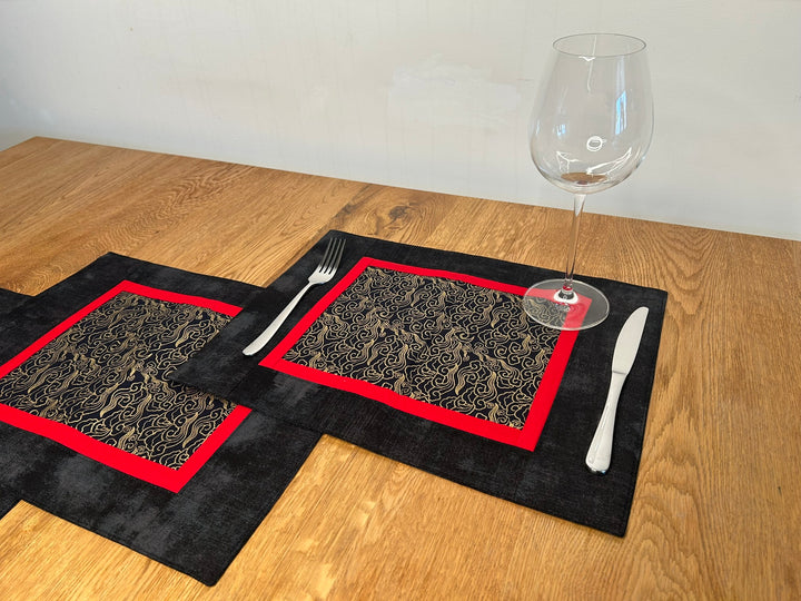 Platzset Schwarz - Rot (4 - teilig) - BenBag GmbH