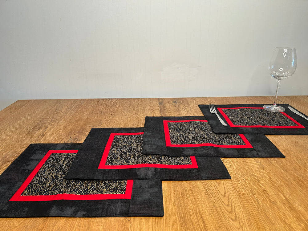 Platzset Schwarz - Rot (4 - teilig) - BenBag GmbH