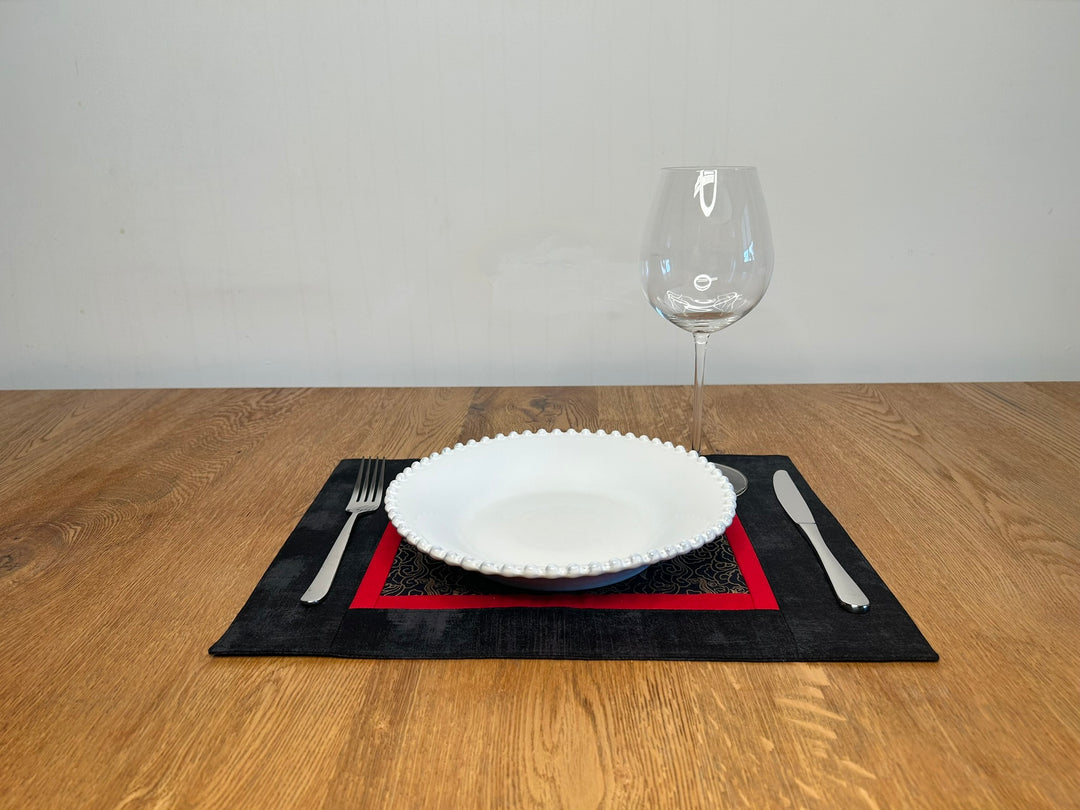 Platzset Schwarz - Rot (4 - teilig) - BenBag GmbH